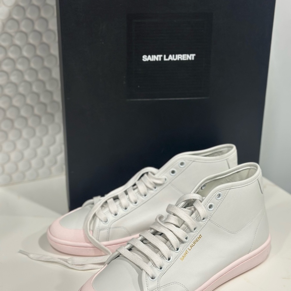 Saint Laurent Women's Sneakers in White and Pink